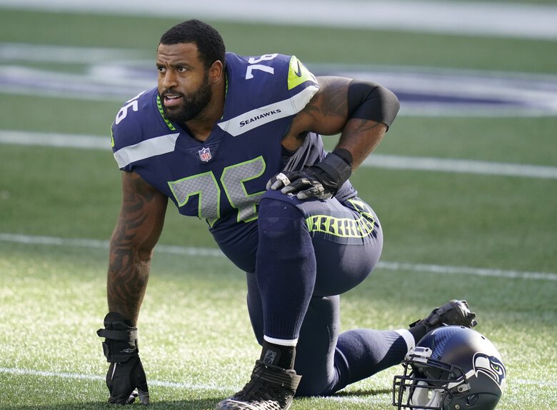 Duane Brown a joué pour les Seahawks de Seattle lors du premier match